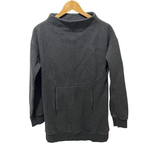 Gymshark SoSoft Mock Neck Tunic Sweatshirt Size Medium Gray Long - Picture 2 of 7